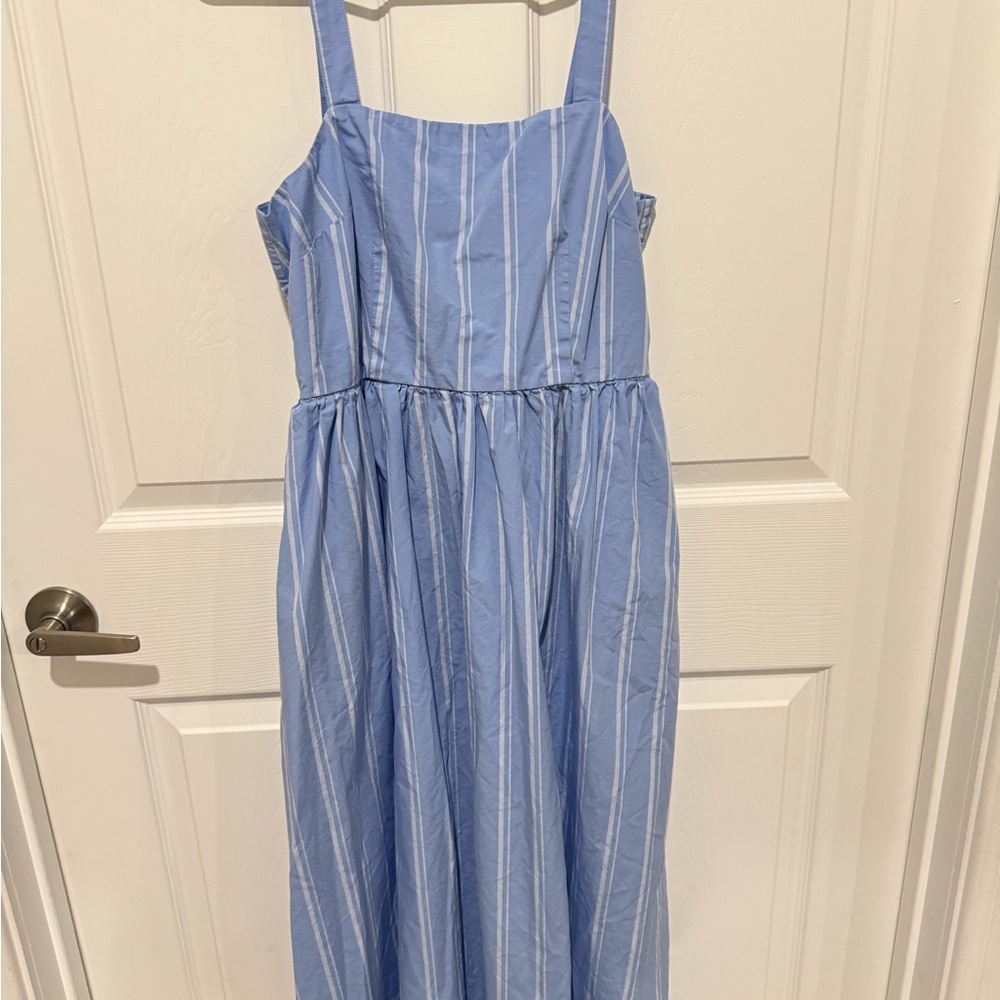 Blue Striped Sleeveless Dress
